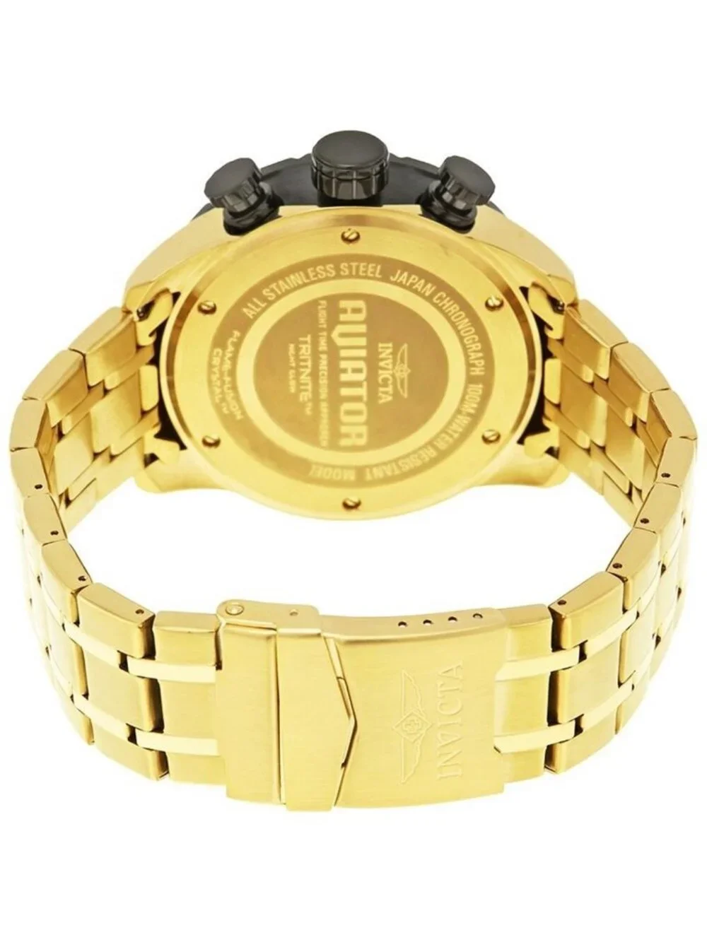 NWT Invicta Aviator Chronograph Black Dial Gold-plated Men's Watch